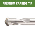 Masonry drill bit, 5/8 in x 8 in, carbide-tipped, for concrete/brick/stone; 3-flat shank, close-up view.