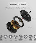 Black Boss 52 Inch Ceiling Fan With Remote And Light Dimmable 22W LED Light DC Motor features and specifications