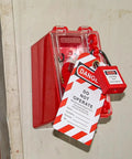 Heavy Duty Lockout Tagout Lock Box For Group Padlock Safety Station, Wall Mounted With 8 Locking Positions And 1 Key Slot