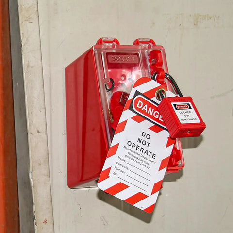 Heavy Duty Lockout Tagout Lock Box For Group Padlock Safety Station, Wall Mounted With 8 Locking Positions And 1 Key Slot