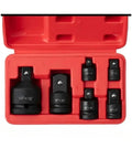 Ultimate swivel impact socket set, 7-piece, red case with black 1/2-inch drive sockets and adapters