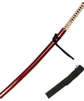 Badass 40.2 Inch Hand Forged Full Tang Metal Sword With Red Scabbard and Black Portable Sword Bag