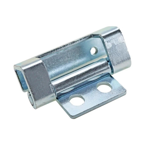 Badass Heavy Duty Iron T Hinges For Industrial Toolboxes And Electrical Panels Rock Solid Automation Equipment Door Hardware Built Like A Tank Smooth Swing Road Ready Single Piece close-up view of a robust metal hinge with a shiny finish.