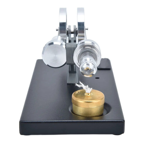 Hands On Stirling Engine Model Kit With Aluminum Alloy Construction External Combustion Engine For Realistic Physics Experiments A Kid Friendly STEM Educational Toy For Classroom Projects And Home Learning, front view