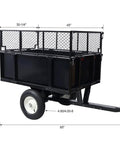 Heavy Duty Steel Dump Cart For ATVs And Tractors 22 Cu Ft Yard Trailer With Removable Sides 10 Inch Flat Free Tires