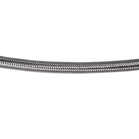 Braided steel hose from Extended Tank Drain Valve Assembly Kit For Air Compressors, part of moisture drainage system.