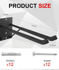 14 Inch BeefedUp Heavy Duty Garage Hooks With Support Rods Four Pack Steel Wall Mount Hangers shown with anchors and screws