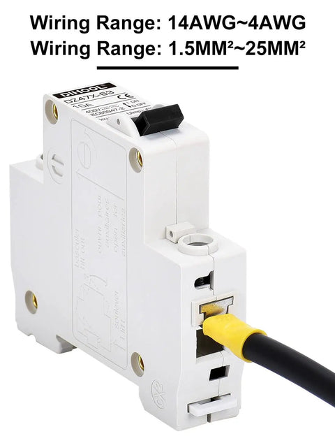 Heavy Duty AC DC Miniature Circuit Breakers 2 Pack Single Pole 10 Amp mounted with wiring visible for solar disconnect.