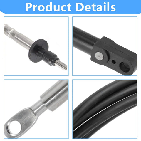 Close-up of 15 Foot Throttle Shift Remote Control Cable For Outboard Engines Including Evinrude OMC BRP Ficht 1979 2025 Replace OE 0173115 173115 Delivers Smooth Gear Shifts And Easy Install For Boat Buffs showing details of connectors and cables.