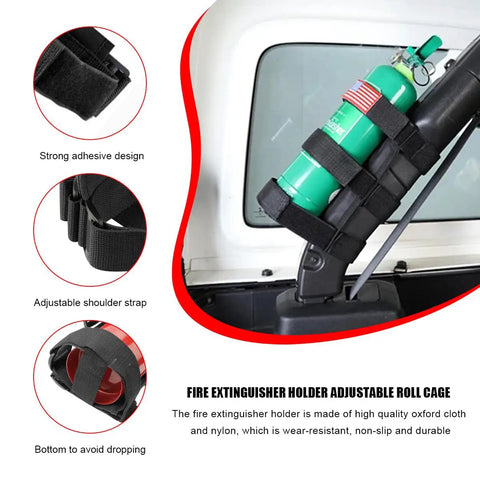 Gotta Have Badass Fire Extinguisher Mount Adjustable Roll Bar Safety Strap For Jeep Wrangler Gladiator Durable Nylon Belt American Flag Design Off Road Vehicle Essentials Heavy Duty Ride Gear