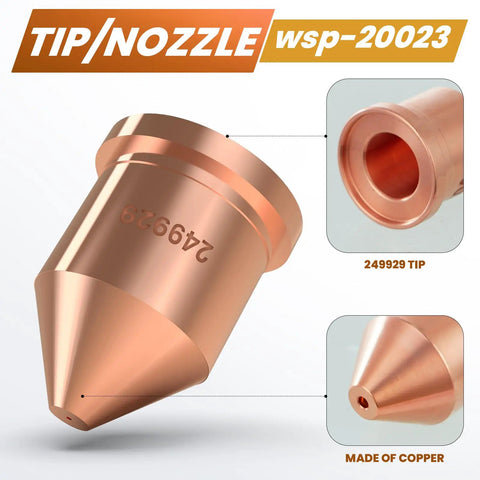 Copper tip 249929 from 20 Pcs Plasma Cutter Tips And Electrodes Set For XT60 Torch Compatible With Spectrum 875 Auto Line.