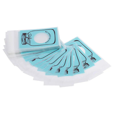 Set of 100 Cute Plastic Candy Bags With Clear Window and Bottle Pattern, 4 Color Options, shown in blue for parties and events.