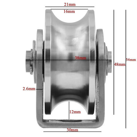 2 Pack U Type Single Wheel Pulley Block With Duplex Bearings, 304 Stainless Steel Heavy Duty Rope Pulley For Material Handling And Moving, Supports 400 Kg, 880 Lb, Fits 3-10 mm Wire Or Hemp Rope, 48mm wheel