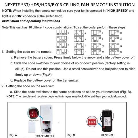 Universal Ceiling Fan Remote Control Kit With Wall Switch And Handheld Remote Receiver 3-Speed Dip Switch Light Dimmer Compatible With Hampton Bay Harbor Breeze Hunter And More Fans