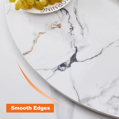 Marble Lazy Susan Turntable For Kitchen And Dining Countertop Organizer Sintered Stone Rotating Serving Tray 360 Degree Spin