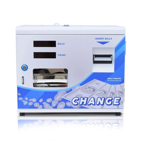 Front view of Dollar Bill Changer Machine For Vending Arcades Slots And Laundry, Adjustable Coin Or Token Dispenser