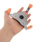 Top Shelf Smoke Detector Removal Tool For Ceiling Sensors Hassle Free Disassembly Grip in hand, orange grip, metal tool design.