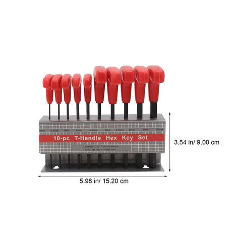 Heavy Duty T Handle Hex Wrench With Bracket Extra Long Inner Steel Allen Keys For Machine And Vehicle Repair Plus Enhanced Torque Reach Tool Kit Legit Pick For Mechanics Who Want Real Grip When Chasing Tough Spots And Daily Grind, 10-piece metric set
