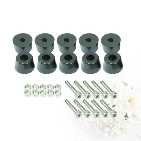 30 Pack Rubber Furniture Feet Bumpers With M4x30mm Hex Socket Screws And Nuts, Black Rubber And Metal Floor Protectors For Hardwood Floors