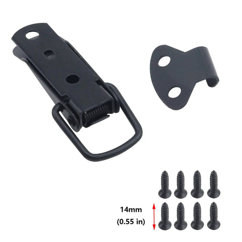 4 Pack Black Stainless Steel Cabinet Latch Hasps With Screws, Spring Loaded Toggle Catches For Boxes, 40 Kg Holding Capacity