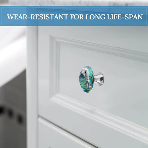 Dope Manatee Themed Cabinet Knobs Two Pack Stainless Steel Round Drawer Pulls For Dresser Cupboard Kitchen And Closet Doors Cute Sea Animal Hardware Modern Round Cabinet Handles installed on cabinet.