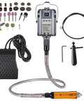 1200W Flex Shaft Grinder Rotary Tool With Overhead Hanger, Forward And Reverse Rotation, Foot Pedal Control, Metalworking And Jewelry Repair Kit