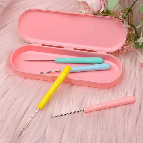 Next Level Cookie Scribe Needles For Home Bakers, 5.2 Inch Precision Icing Art Pins in a pink case with comfy grips.