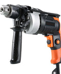 Close-up of a Badass Heavy Duty Cordless Percussion Drill featuring rigid metal chuck for masonry and concrete drilling.