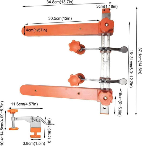 Pro Grade Drawer Slide Installation Kit With Laser Dual Scale Markings And Magnetic Arm For Quick, Precise Cabinet Drawers And Desks Mounting, Tool Free Adjustment No Measuring Tools Required, showing dimensions