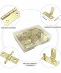 Flush Lid Foldable Iron Hinges For Jewelry Boxes And Small Wood Crafts, 50 Pack Kit With Mounting Screws in a plastic case