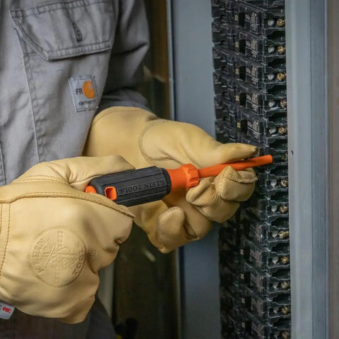 Job Site Ready Six Piece Insulated Electrical Tool Set Featuring Heavy Duty Knippers Long Nose Pliers Wire Stripper And Straight Shooter Screwdrivers in use