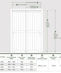 Diagram of sliding closet doors 60x80 inches with white bypass barn door hardware kit for bedroom and laundry room.