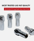 Set Of 24 SST Mag Lug Nuts With Offset Washer Chrome Finish One Half Inch Twenty Thread For Weld Racing Center Line Wheels Fits Ford Mustang Explorer Range Studs Thirteen Sixteenth Inch Hex displayed in the image