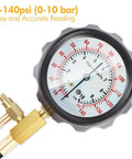 BETOOLL Master fuel injector pressure tester gauge kit with brass fittings, black dial, 0-140 psi
