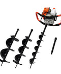 Beefy 52cc Gas Powered Post Hole Digger With 1.98 HP Earth Auger And 3 Drill Bits 4 6 8 Inch Plus Extension Bar