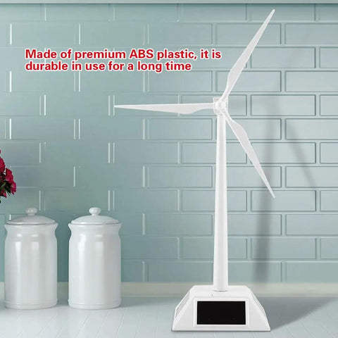 Kids STEM Solar Wind Turbine Model For Fun Hands On Learning And Desk Decor 3D Windmill Generator Toy in white ABS plastic