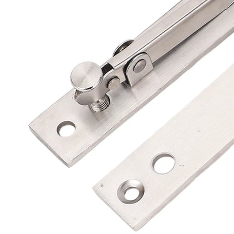Close-up of Stainless Steel Pivot Hinge 300 Lbs Load Bearing Concealed Door Hinge with brushed finish for wooden and aluminum doors.