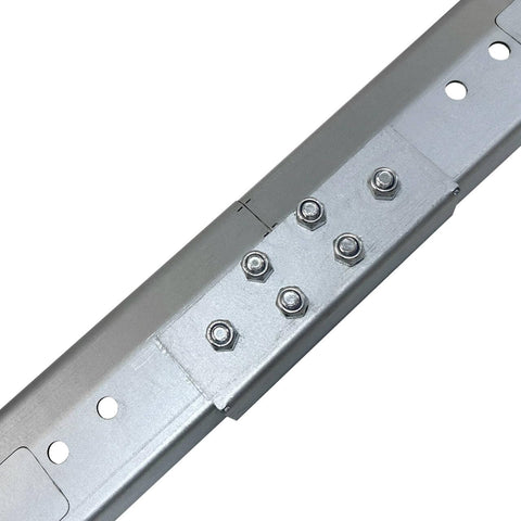 Vertical Track Replacement Kit For 7 Foot Garage Doors With 76 Inch Spliced Rails In Galvanized Steel Hardware close-up view