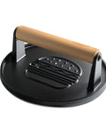Cast Iron Smash Burger Press 7 Inch for Juicy Patties and Crispy Bacon Grooved Grill Press Tool with Wooden Handle