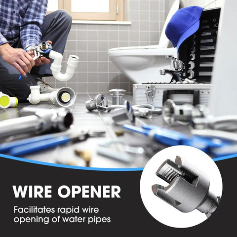 Upgrade 4 in 1 Water Pipe Wrench For Electric Drills Handles 1/2 Inch 3/4 Inch And 1 Inch Pvc Pipes Carbon Steel Thread Cutting Tool in a home plumbing setup.