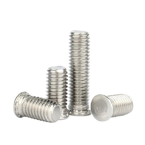 Top Tier 304 Stainless Steel Self Clinching Studs And Pressure Rivet Screws For Sheet Metal Work Metric M2.5 To M8 Threads view of four screws