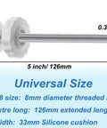 Heavy Duty 4 Pack 8mm M8 Threaded Spindle Rod Kit For Baby Gate Repair with 5 inch length and silicone cushion for secure fit.