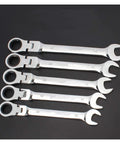 Ratchet Spanner Set With Flexible Wrench Open End And Ring Keys 6 To 24MM Chrome Steel Hand Tool For Cars Easy Grab And Smooth Turn In Tight Spots Rust Resistant Pro Grade Durable Wrench Kit For Everyday Repairs