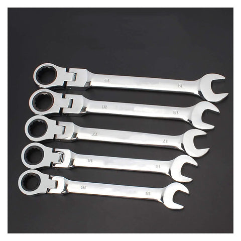 Ratchet Spanner Set With Flexible Wrench Open End And Ring Keys 6 To 24MM Chrome Steel Hand Tool For Cars Easy Grab And Smooth Turn In Tight Spots Rust Resistant Pro Grade Durable Wrench Kit For Everyday Repairs
