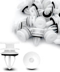 30 Pack Door Trim Panel Retainer Clips Kit for GM Vehicles Nylon Rivet Fasteners with Sealer, top view and close-up detail.