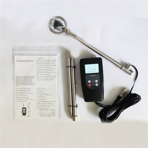 FM-100V5 Portable Flow Meter for Open Channel Water 0.01 to 5.00 Meters Per Second with probe and instruction manual