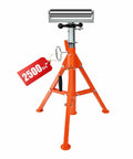 Heavy Duty Roller Stand With 2500 Lb Capacity And 28 To 52 Inch Adjustable Height Foldable Tool Stand For Pipes Wood And Metalworking Projects Built To Last For Long Materials And Sheet Metal Work, shown in bright orange with a 2500 lbs label