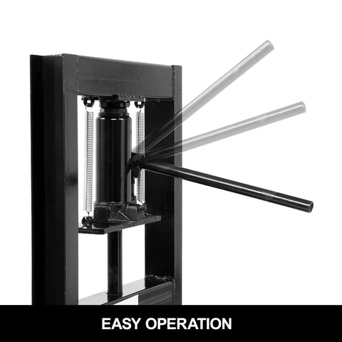 Side view of 6-Ton Hydraulic Shop Press With Adjustable Working Table And H-Frame, Benchtop Garage Press For Auto Body Repair, Black.