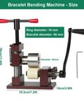 Pretty Dang Reliable Manual Ring And Bracelet Bending Machine With Rock Solid 2.2 Inch Steel Shaft and Smooth Hand Crank Action, size dimensions shown