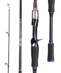 Two Piece Carbon And Glass Fiber Composite Fishing Rod For Bass Trout And Crappie Spinning And Casting Travel Ready Six Foot Purple